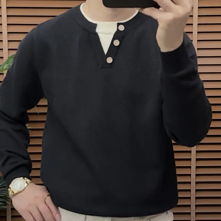 冬季长袖针织衫圆领男士时尚针织套头毛衣宽松打底衫