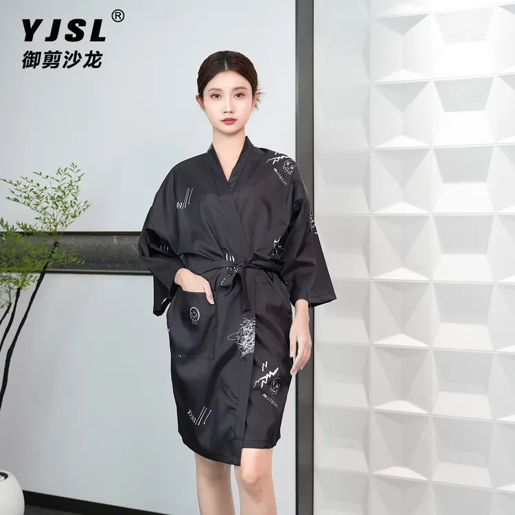 涂鸦网红美发客袍理发店潮高档发廊客服围布染发衣顾客围裙不沾发