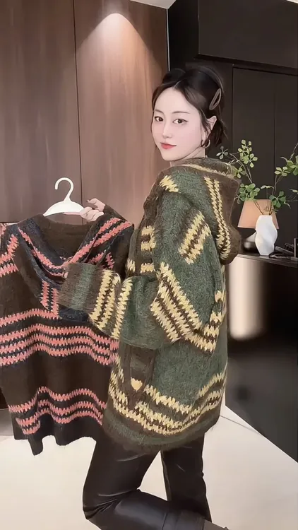 法式复古软糯慵懒风奶fufu针织衫高级感超好看宽松条纹毛衣女秋季