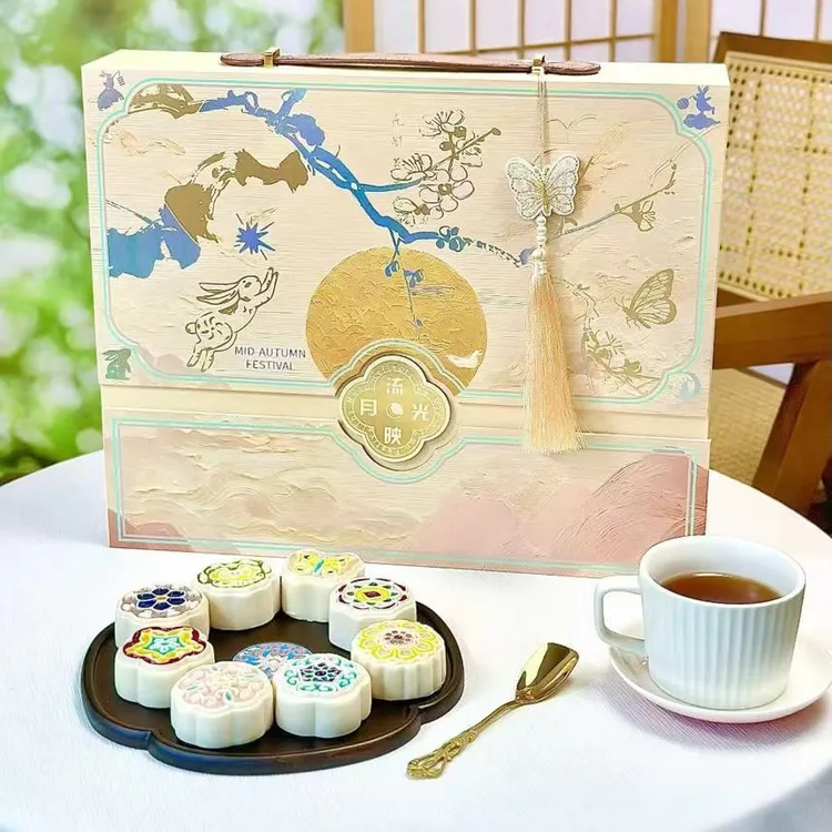 流光映月珐琅彩月饼中秋月饼手提礼盒装伴手礼盒节日送礼企业酒店