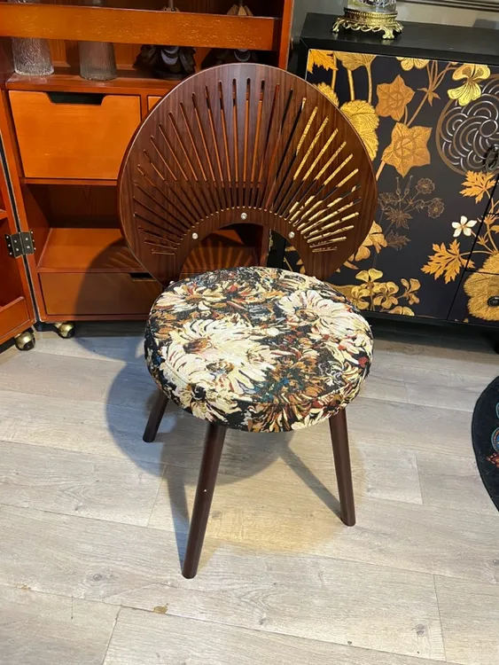 可旋转贝壳餐椅复古实木美式梳妆台椅子靠背椅子化妆椅梳妆台椅子