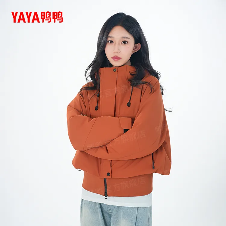 YAYA/鸭鸭羽绒服女短款街头拼接极简户外高街穿搭外套YE5B605735H