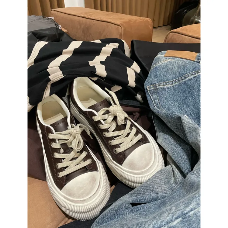 欧尼私服 小众设计简约百搭做旧做脏饼干鞋休闲鞋 2407B3147