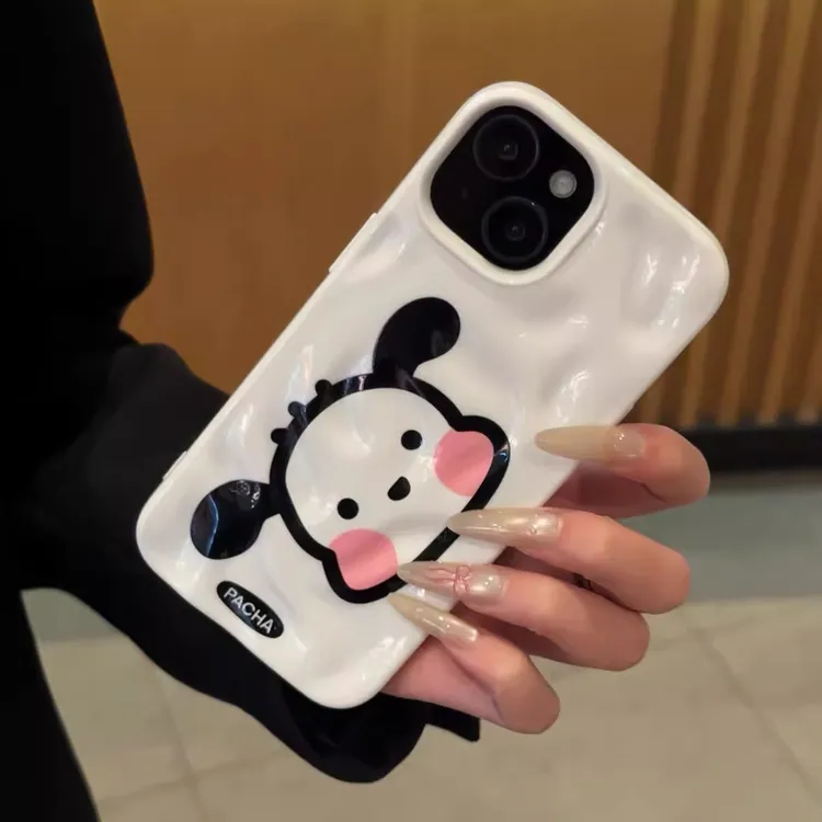 卡通动物头像适用苹果16手机壳iPhone15promax褶皱彩波14新款小众