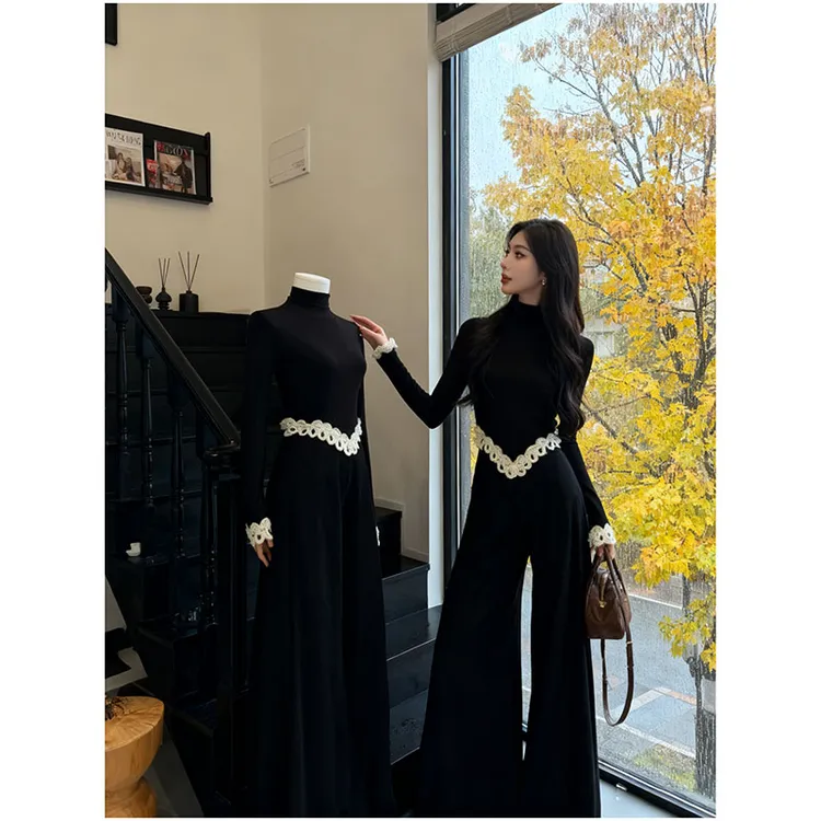 盐系轻熟小众设计上衣阔腿裤两件套2025秋新款又酷又飒的穿搭套装