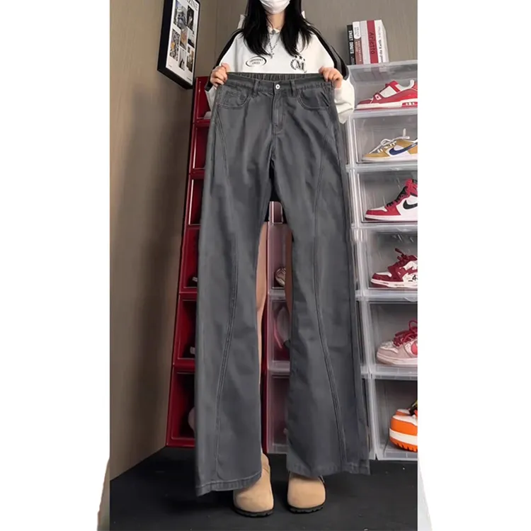 cleanfit伐木工装裤子高街弯刀微喇裤深灰色美式复古517牛仔裤男