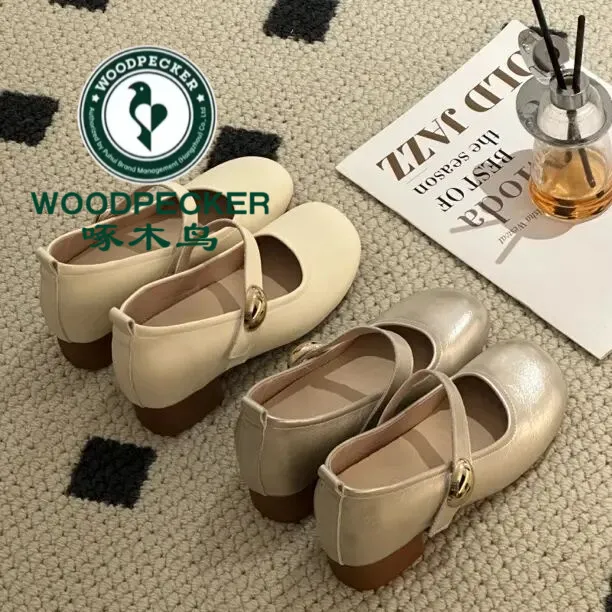 啄木鸟内增高7cm法式复古风玛丽珍鞋女通勤舒适软底芭蕾舞鞋女鞋9