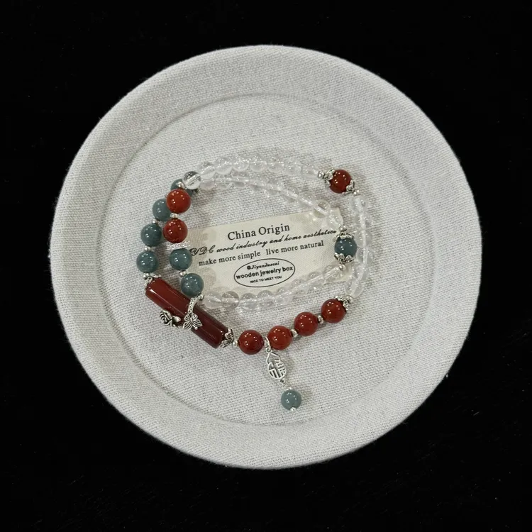 【玫瑰】蓝翡白水晶天然红南手串