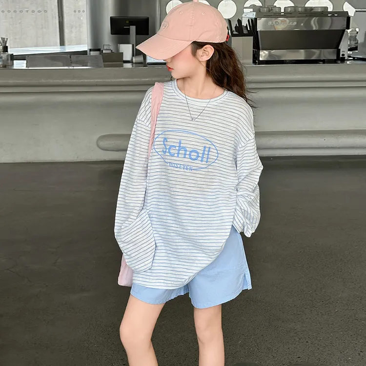 女童防晒套装夏季2025新款女大童韩系防晒t恤长袖休闲短裤两件套