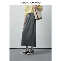 VEGA CHANG半身裙女2025新款秋季灰色慵懒垂坠简约日常通勤针织裙