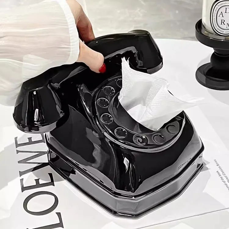 【王细法专属】电话纸巾盒家用轻奢摆件抽纸盒高级感创意餐桌桌面客厅复古纸巾盒