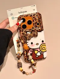 豹纹镭射kitty手机壳适用苹果17pm包相机键iPhone17小众复古