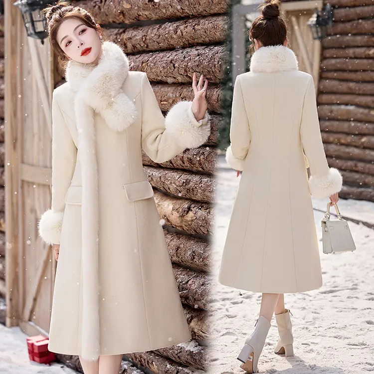 毛呢羽绒服外套女装冬季新款高级感气质高贵大衣女款爆款2025新款