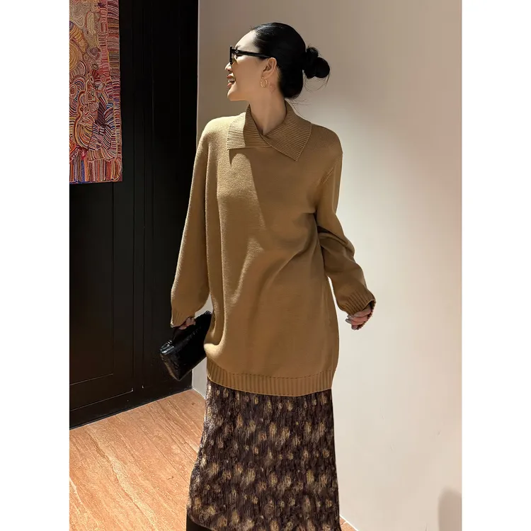 紫紫  miu系翻领毛衣   松弛轮廓糯叽叽毛衣上衣ZD11SMYL840