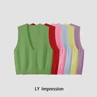 休闲百搭全羊毛V领无缝背心LYBK196