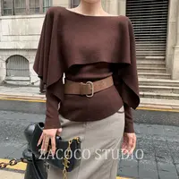 【ZACOCO】秋季慵懒清冷洋气酷飒风高级感知性时髦针织独特上衣3331