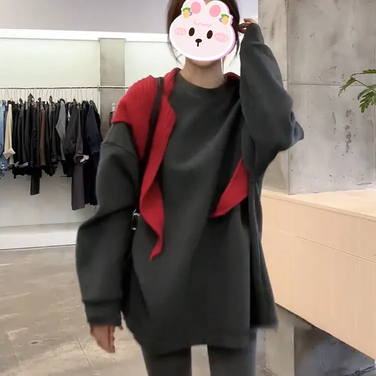 韩系宽松简约百搭显瘦卫衣女2025秋冬季新款慵懒感时尚纯色上衣女