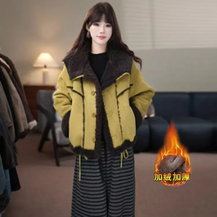 双面穿羊羔毛短款外套女2025秋冬季新款洋气显瘦皮毛一体保暖棉袄