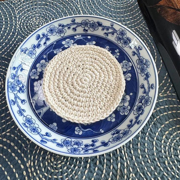 钩织杯垫棉线壶垫手工针织茶杯托隔热垫茶道配件
