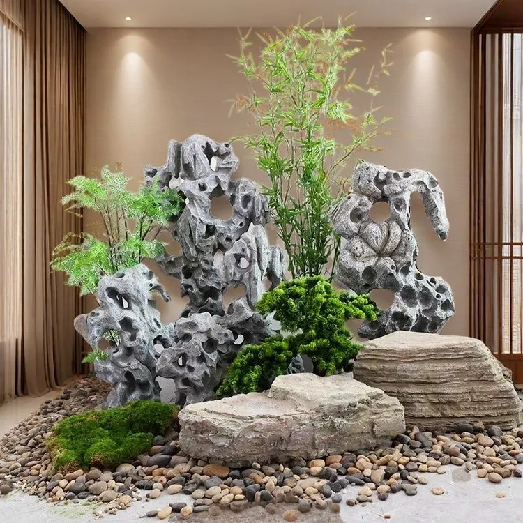 仿真太湖石假山造景橱窗鱼缸装饰新中式庭院花园大号千层石头摆件