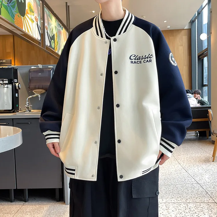 青少年男生外套潮牌春秋季新款休闲夹克男立领棒球服学生上衣服