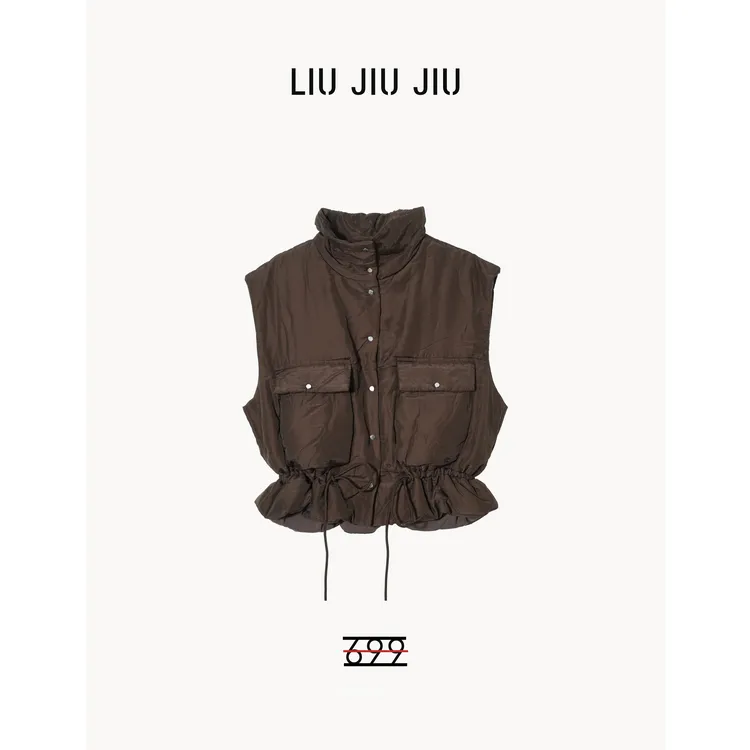 LIUJIUJIU 欧版冬季新款老钱收腰暗扣高级感棉服无袖马夹MJ5019L