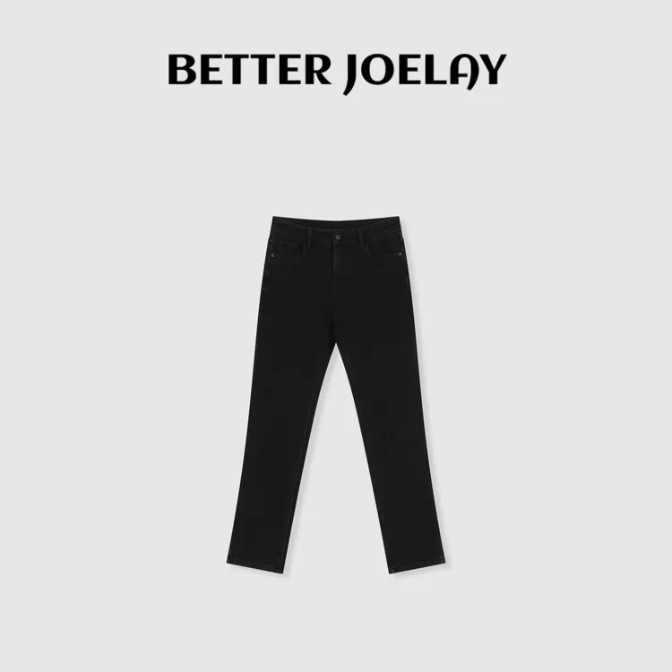 BETTERJOELAY-【酷黑修身】高端百搭牛仔裤加绒秋冬休闲裤JG9678