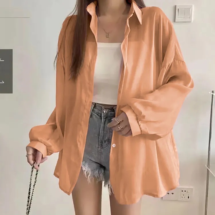 【防晒衬衫女式薄款长袖外套防晒衫夏季新款别致休闲宽松衬衣潮