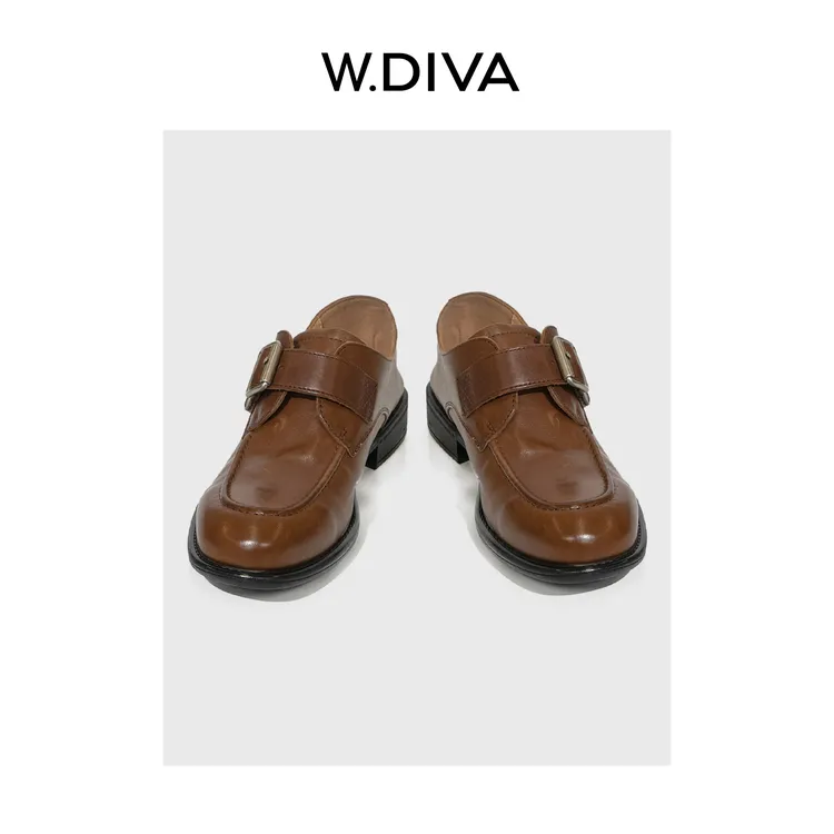W.Diva【赫本锁扣】极简高质感天然油蜡感水洗牛皮乐福鞋50X262875