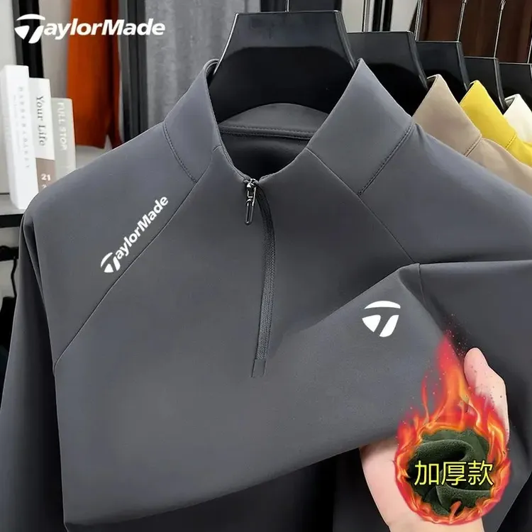 Taylormade泰勒梅冬季球服加厚款男装户外立领长袖运动大码卫衣男