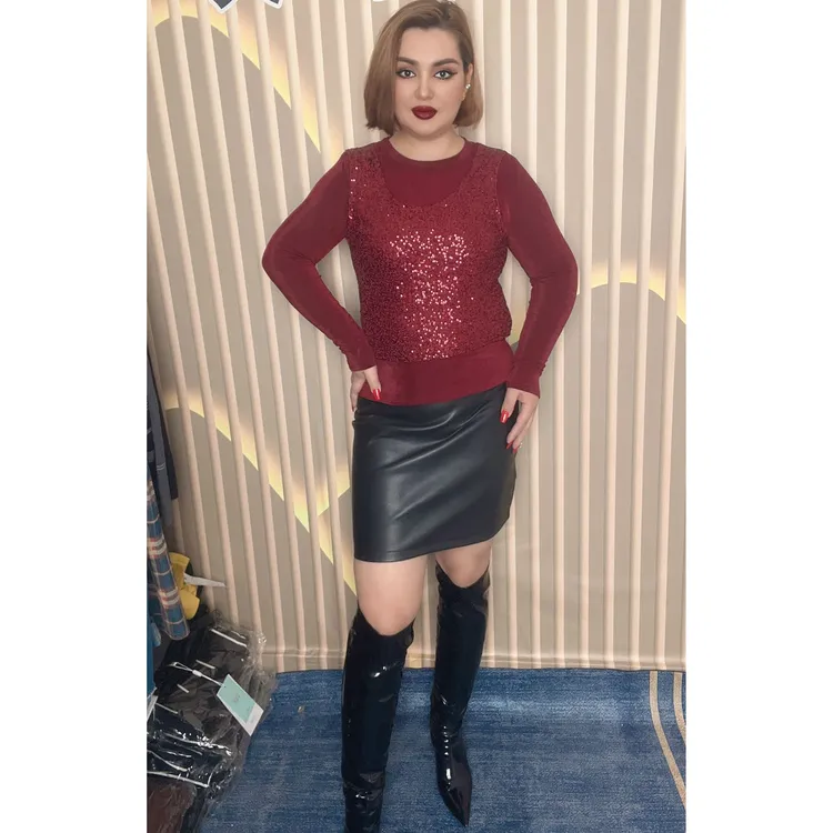 ARZU大码女装长袖杂志风静奢风T恤显瘦高领女士打底衫时尚