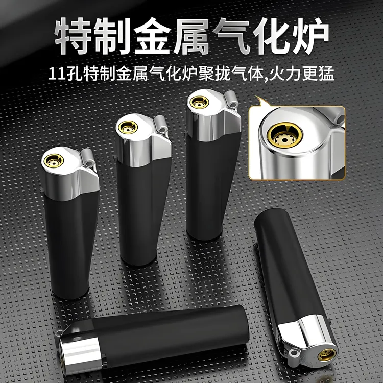 金属新款圆柱黑色橡皮直冲防风打火机创意定做