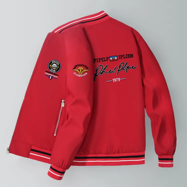 2025年春秋季新款地球字母刺绣夹克男士潮流时尚休闲百搭男士外套