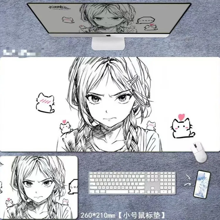 Kuroha不语欲语宅线稿二次元游戏电竞鼠标垫超大宿舍书桌电脑桌垫