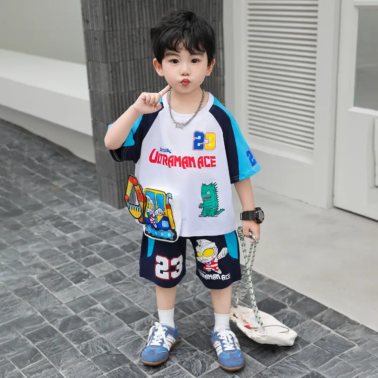 奥特曼男童炸街套装夏装2026新款痞帅男宝夏季薄款短袖衣服儿童装
