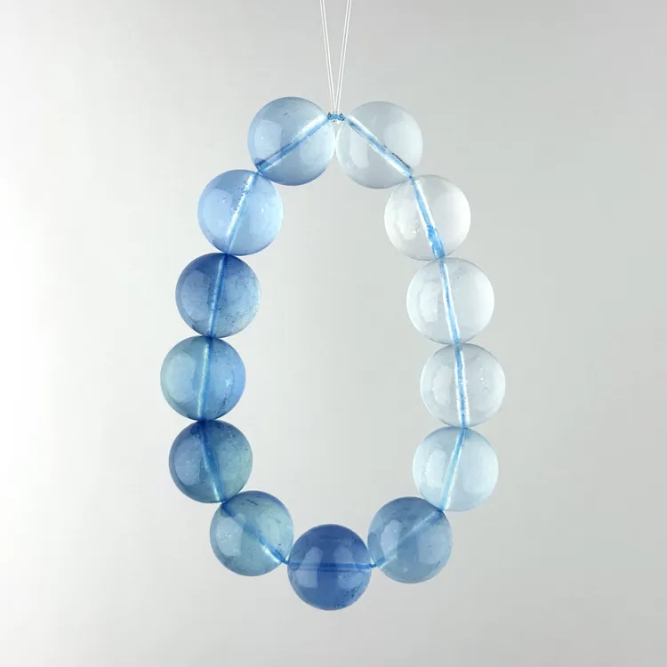 【精品高货】渐变海蓝宝石手串魔鬼蓝爆闪海蓝宝水晶手串冰体海蓝宝