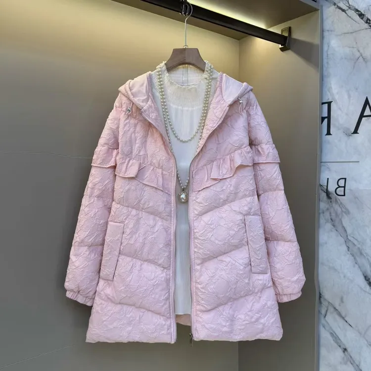 2025秋冬新款欧货洋气糖果色时尚保暖木耳边显瘦百搭棉服外套6138