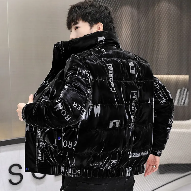 登格尔卡羽绒服男士冬季保暖加厚2025年新款潮牌亮面棉袄休闲外套