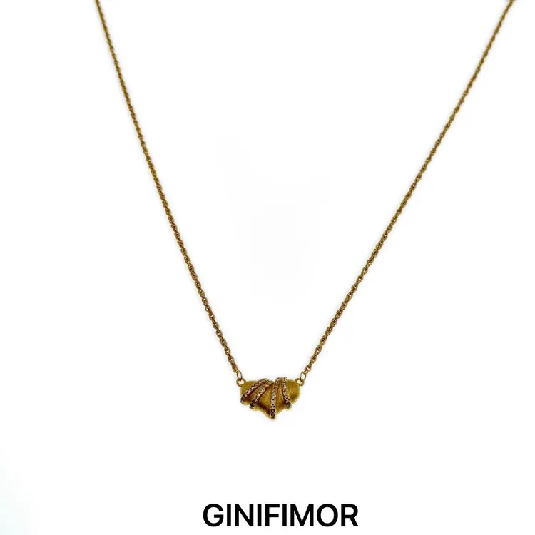 GINIFIMOR 铜合金项链 a780 拉丝金色爱心吊坠项链百搭锁骨链