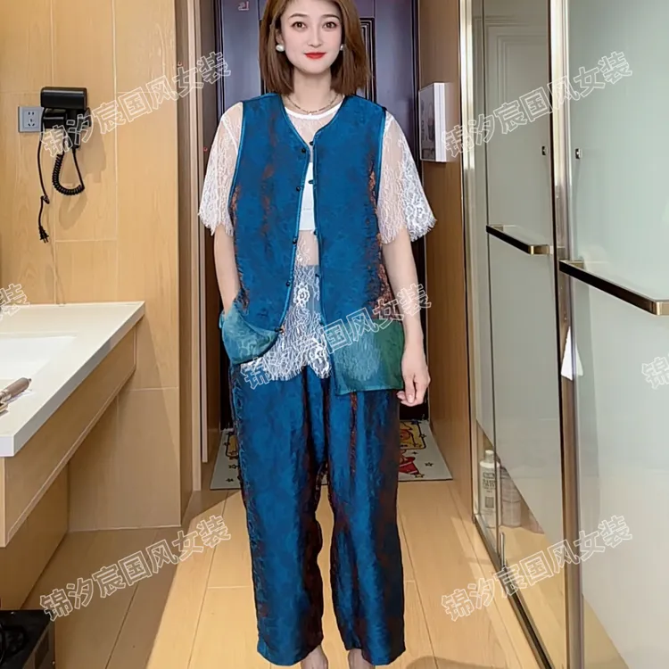 【琉璃浮光】新中式夏季大码百搭无袖休闲国风女装套装气质宽松显瘦