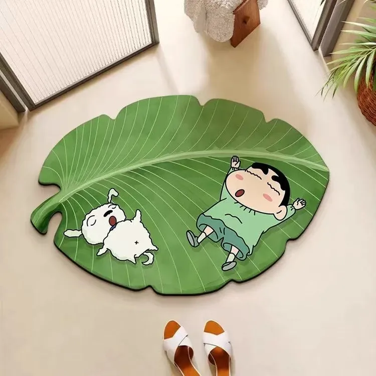 蜡笔小新浴室吸水地垫芭蕉叶硅藻泥卫生间门口脚垫淋浴房吸水地毯