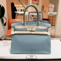 99新 Hermes/爱马仕 拆单链接/Birkin 30天青蓝7G银扣/togo皮/Y刻