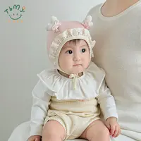 0-1岁女宝帽子春秋季婴幼儿护囟门帽蝴蝶结公主帽秋冬宝宝护耳帽