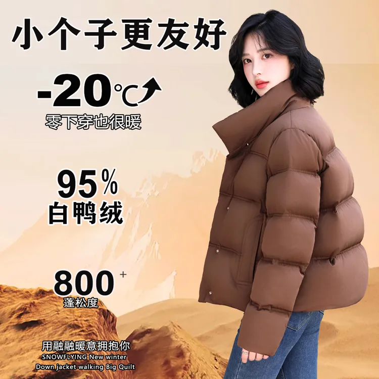 气质高贵款2025女短款立领羽绒服时尚运动加厚小个子高端冬面包服