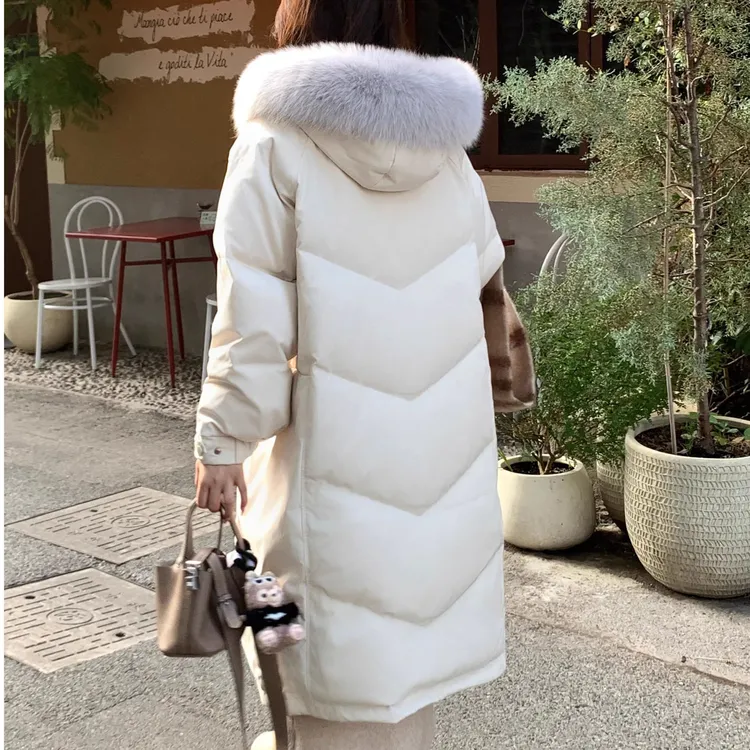 纪诗哲女装秋冬大毛领耐脏中长款气质百搭长款时尚毛女士加厚棉服