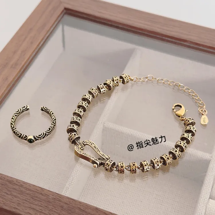 铜合金塑料手镯 小众饰品莫比乌斯手链女轻奢风小众戒指高级感