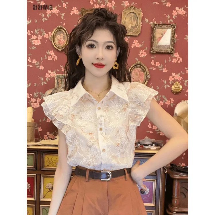 【洋气衣服女】刺绣衬衫女夏款2025新款夏季衬衣时尚气质简约甜美显