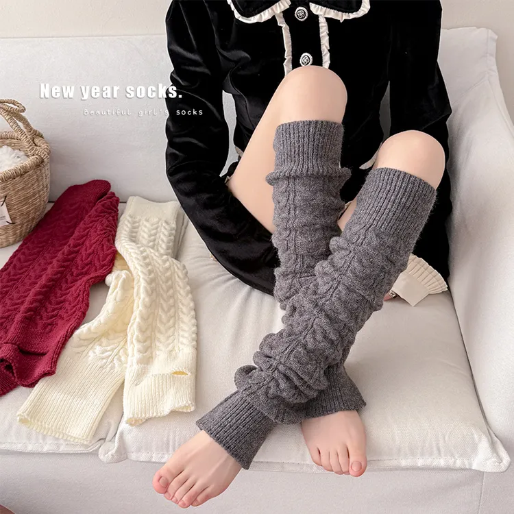 65厘米加长过膝180克堆堆袜套灰色踩脚针织瑜伽运动大腿两穿腿套