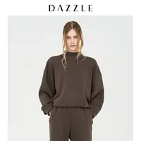 DAZZLE地素短款复古毛边套头印花卫衣2D4J1061Q
