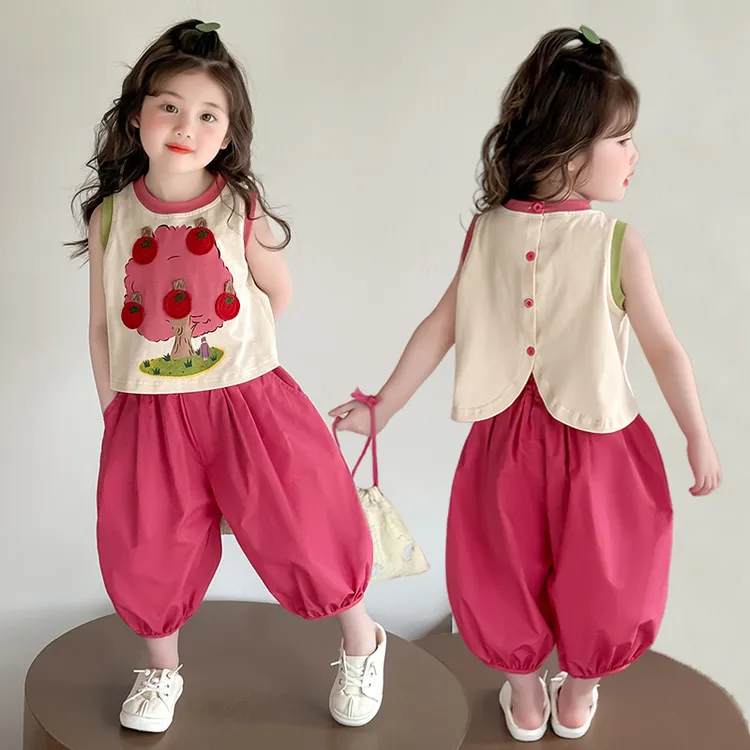 女童套装夏季2025新款时髦洋气小女孩宝宝夏款两件套儿童夏装无袖
